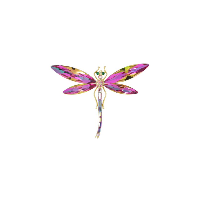 Faship Gorgeous Purple Crystal Big Dragonfly Pin Brooch - Rhodium Plated, 2.75"