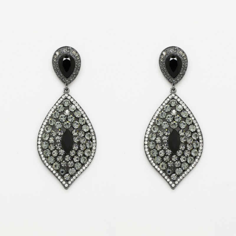 Pointed Oval Crystal Earrings
