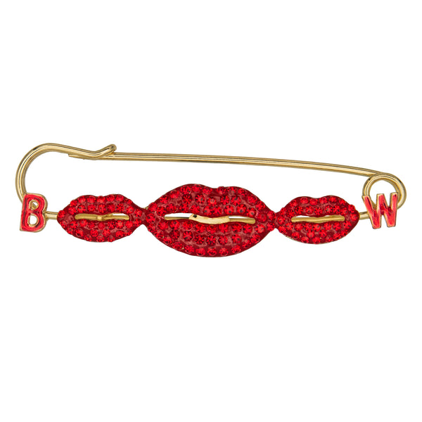 Crystal Lips Pin Brooch