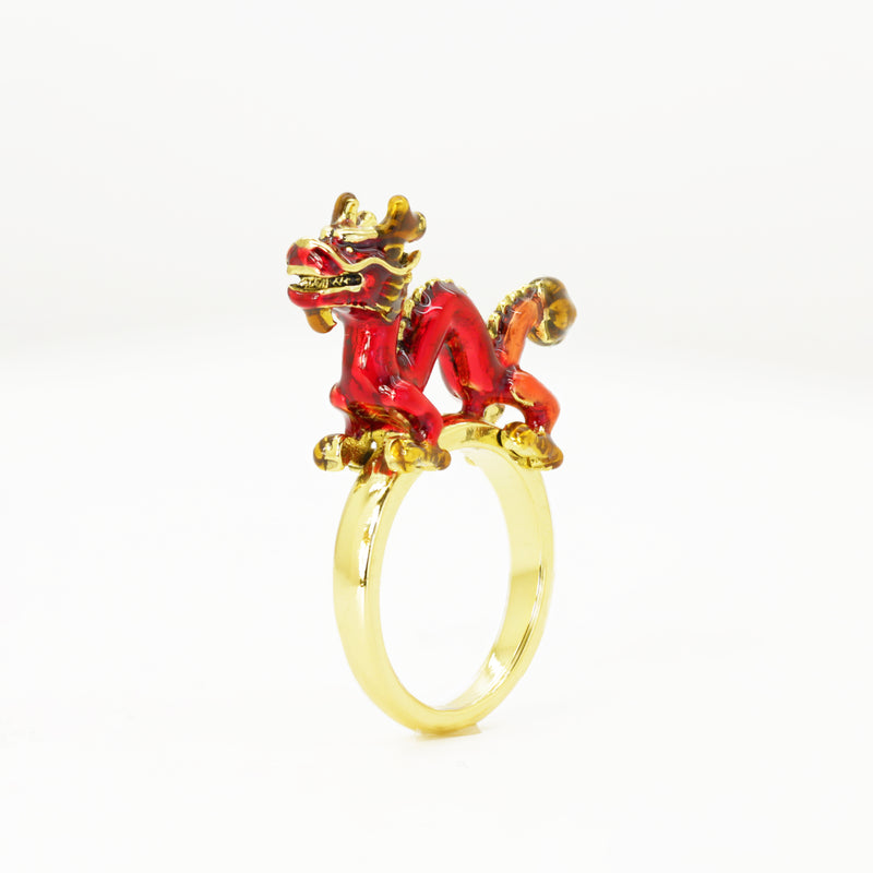 Enamel Coiled Dragon Ring