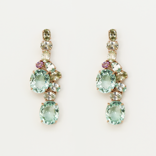 Zircon and Green Amethyst Earrings