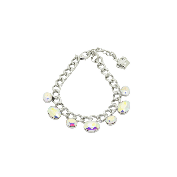 Oval Crystals Curb Chain Bracelet