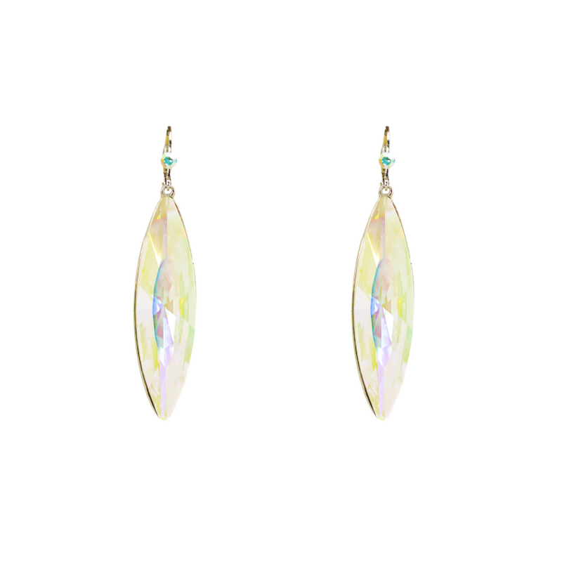 Large Crystal Leaf Earrings