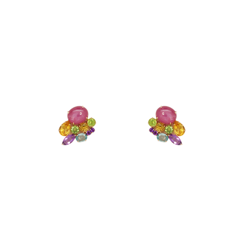 Ruby and Mix Gem Earrings