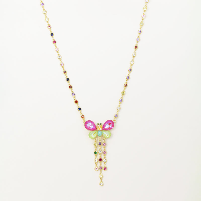 Butterfly and Crystal Shower Necklace