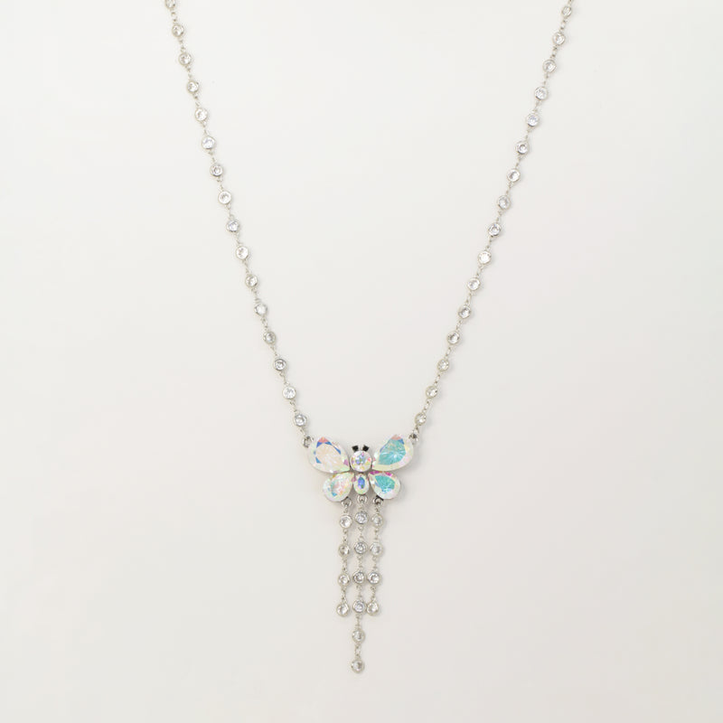 Butterfly and Crystal Shower Necklace