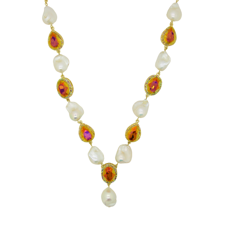 Crystal and Baroque Pearl Necklace