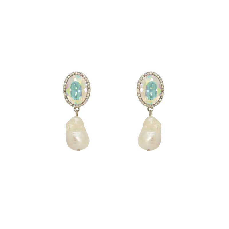 Crystal and Baroque Pearl Earrings