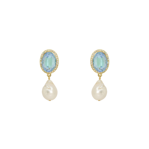 Crystal and Baroque Pearl Earrings
