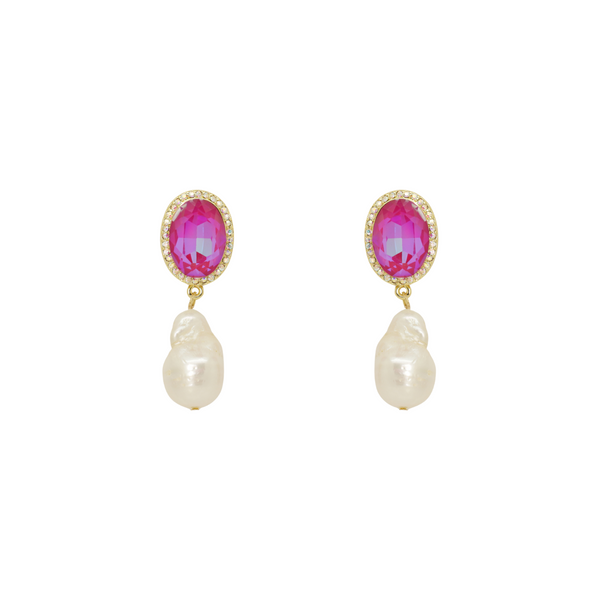 Crystal and Baroque Pearl Earrings
