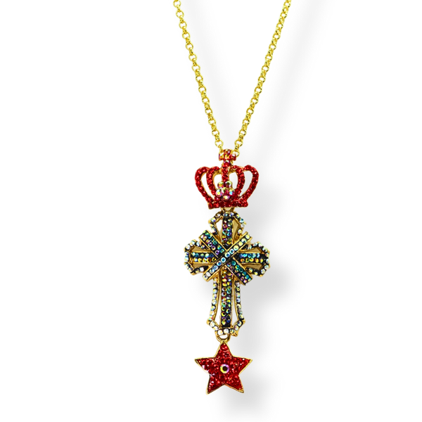 Crown Cross and Star Necklace