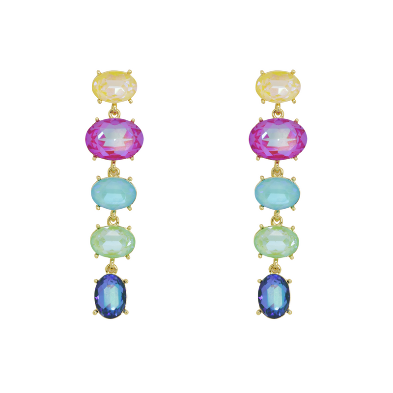 Five Crystal Droplet Earrings