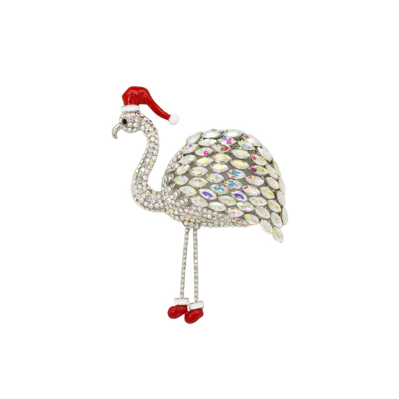 Tropical Christmas Flamingo Brooch