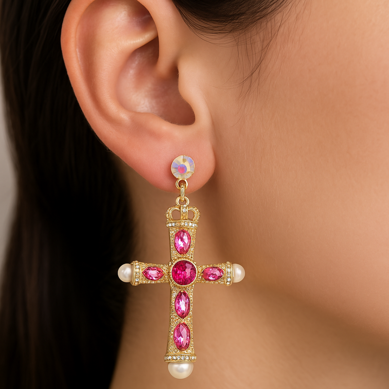 Regal Cross Earrings