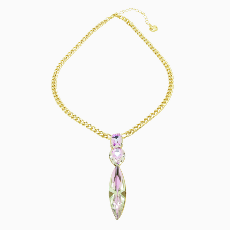 Three Crystal Drop Necklace
