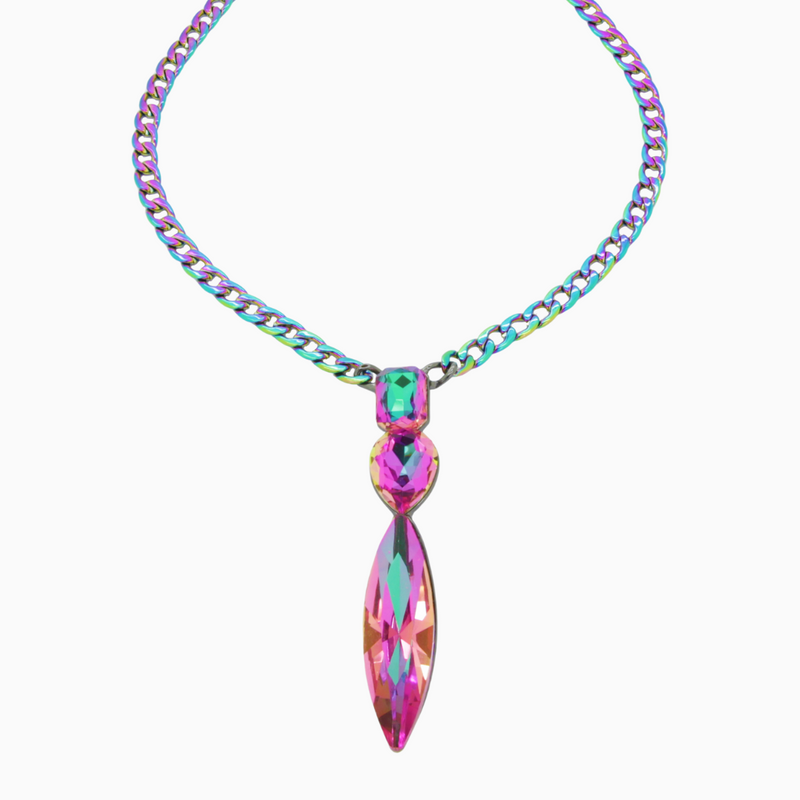 Three Crystal Drop Necklace