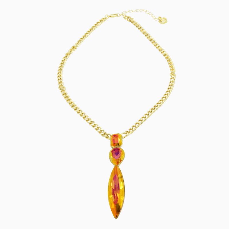 Three Crystal Drop Necklace