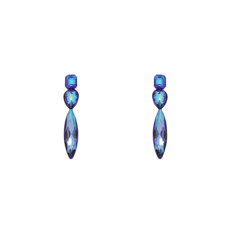 Three Crystal Drop Earrings
