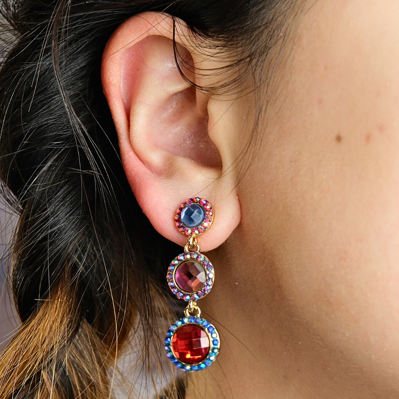 Triple Disc Drop Earrings