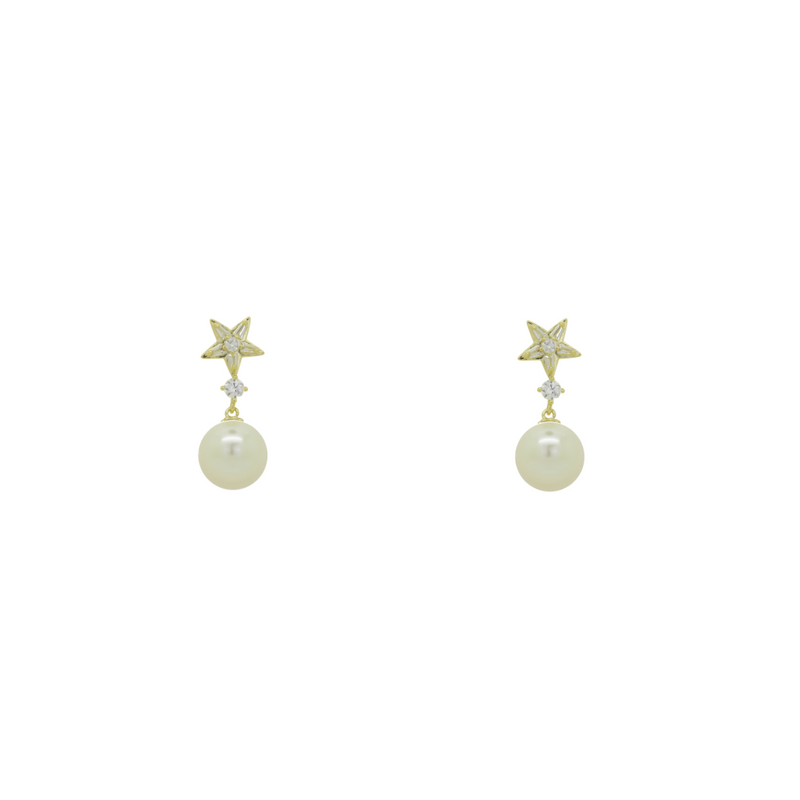 Star and Pearl Drop Earrings
