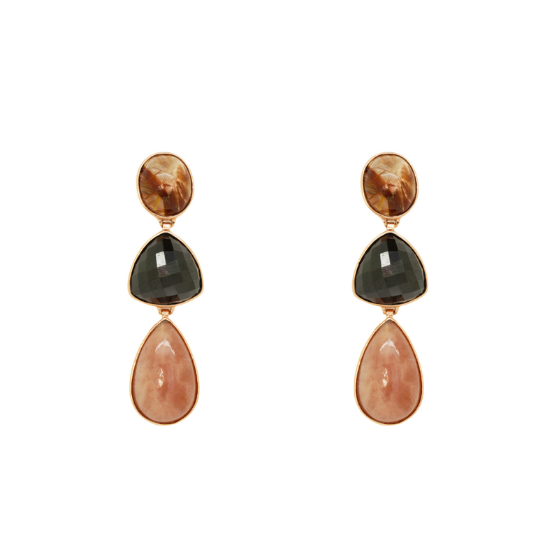 Rutile Onyx and Sandstone Earrings