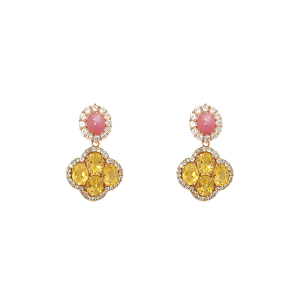 Ruby Citrine and Topaz Earrings