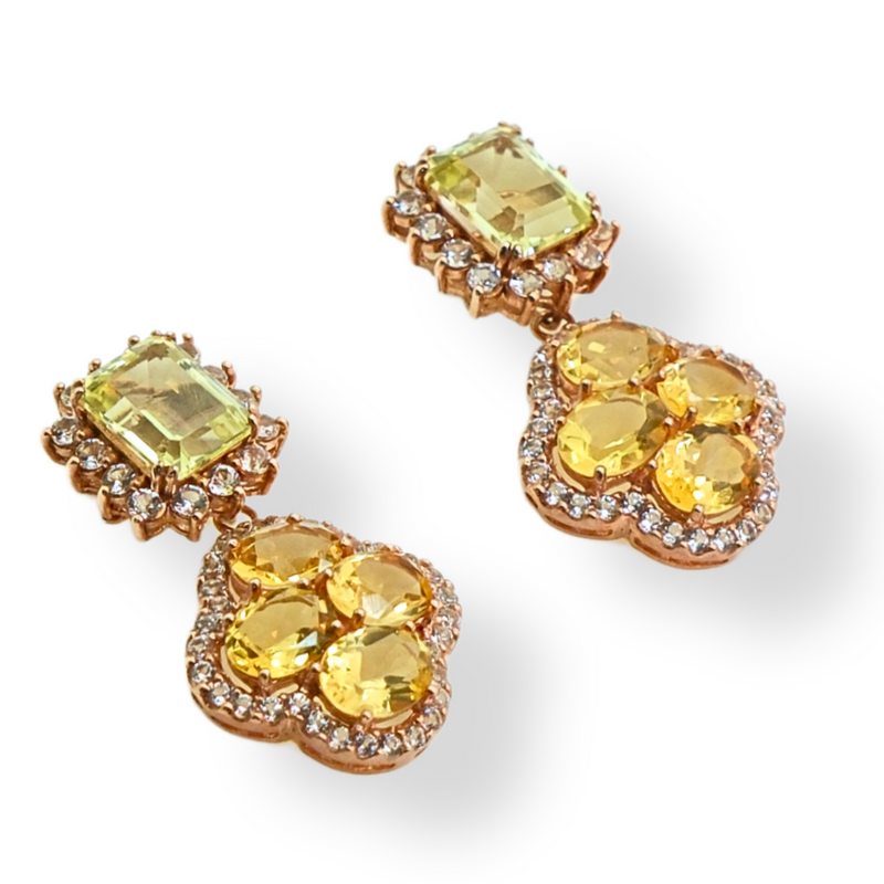 Garnet Citrine and Topaz Earrings