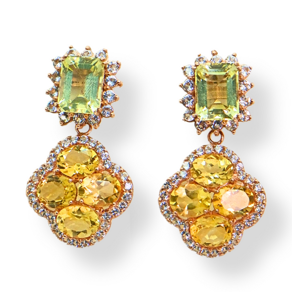 Garnet Citrine and Topaz Earrings