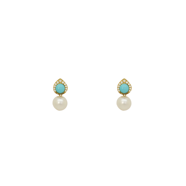 Teardrop Turquoise and Topaz Earrings