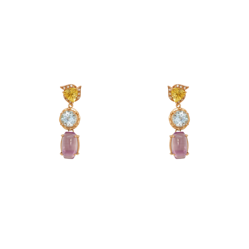 Citrine Topaz and Amethyst Earrings