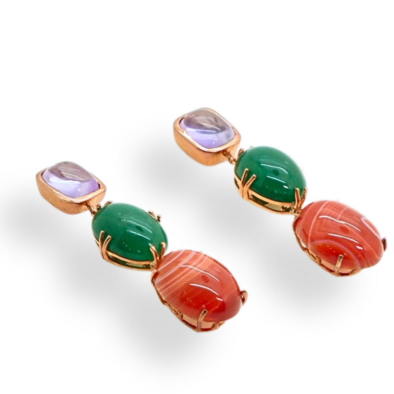Amethyst and Agate Earrings