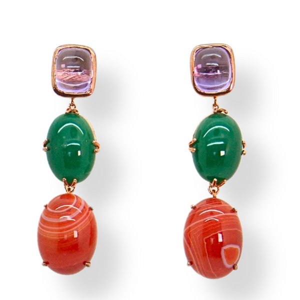 Amethyst and Agate Earrings