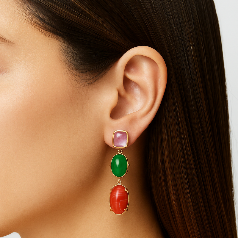 Amethyst and Agate Earrings