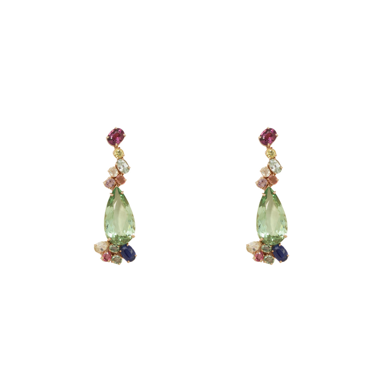 Garnet Amethyst and Sapphire Earrings