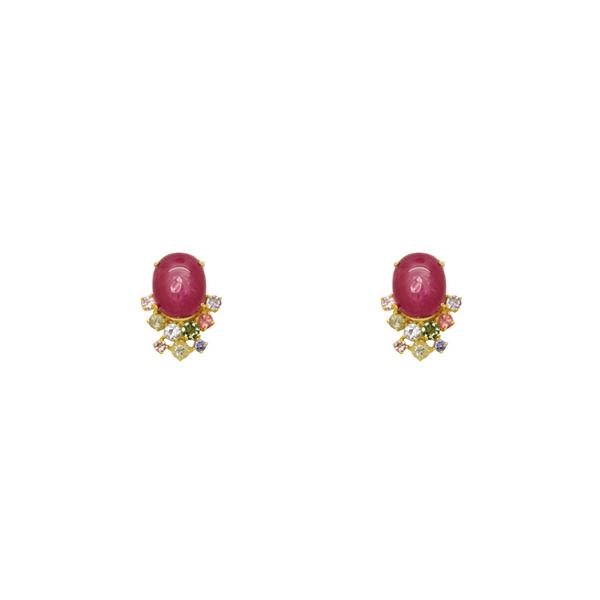 Ruby Peridot and Tourmaline Earrings