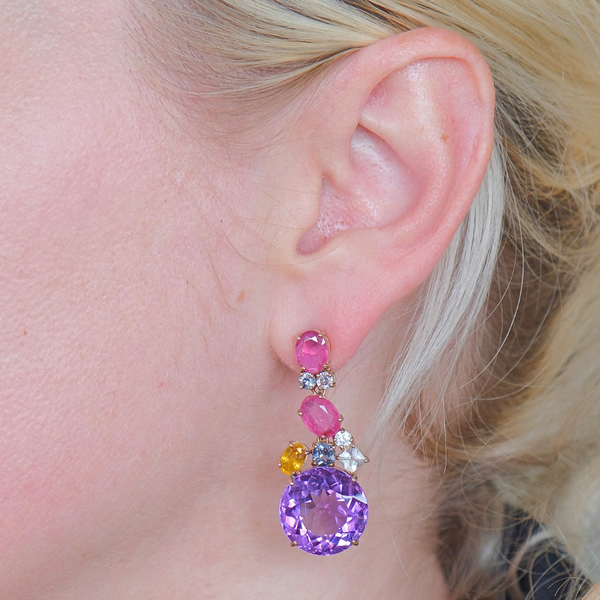 Sapphire and Spinel Earrings