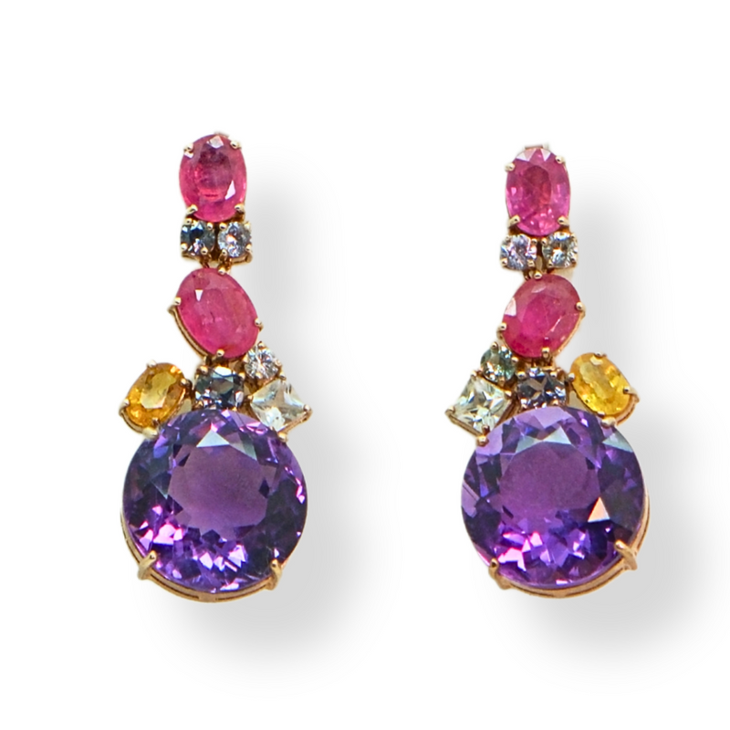 Sapphire and Spinel Earrings