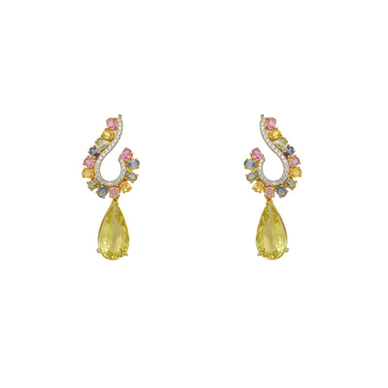 Fancy and Lemon Sapphire Earrings