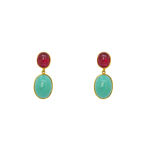 Ruby and Turquoise Earrings