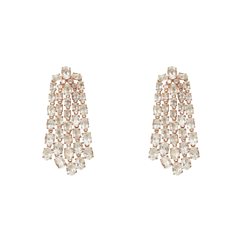 White Topaz Shower Earrings