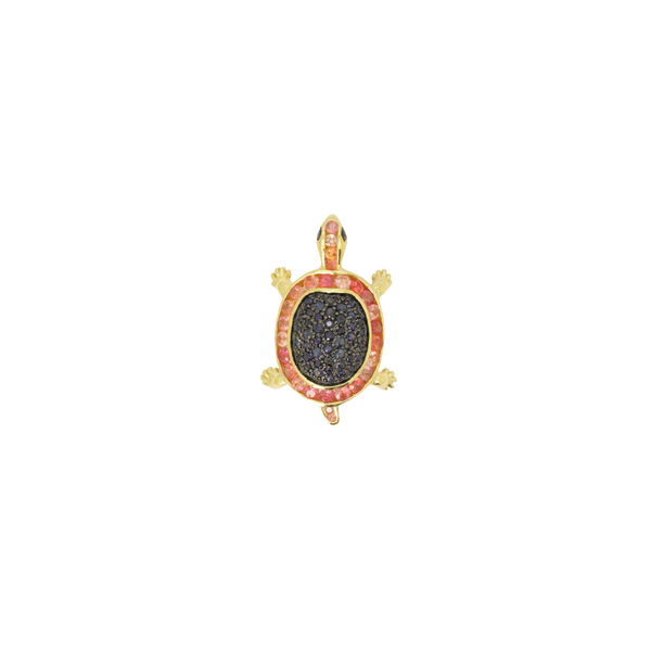 Blue Sapphire Turtle Brooch