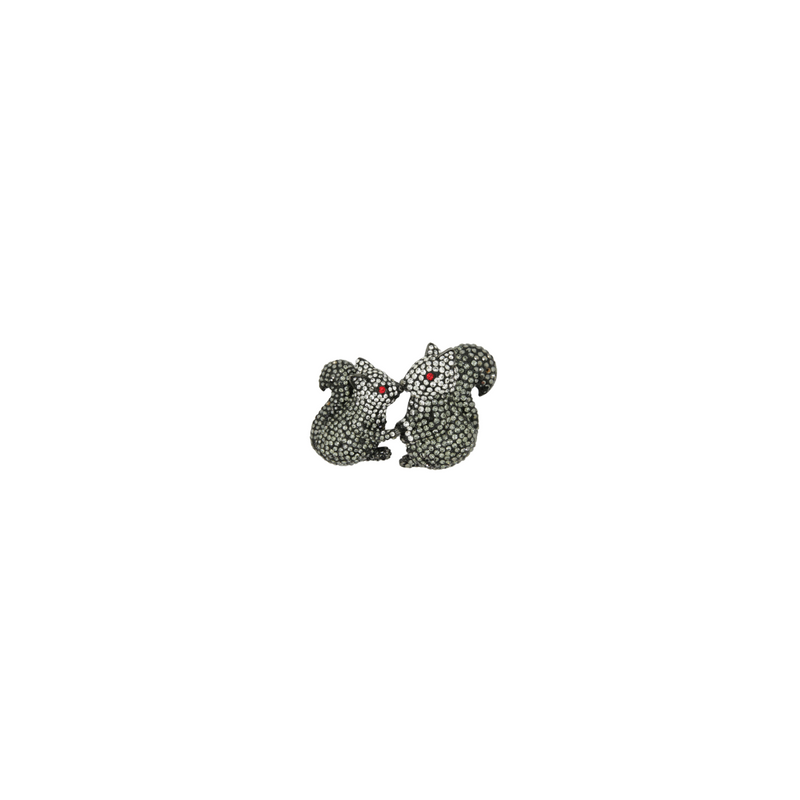 Crystal Squirrels Brooch