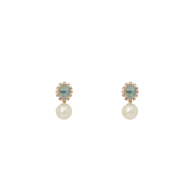 Blue topaz hot sale and pearl earrings