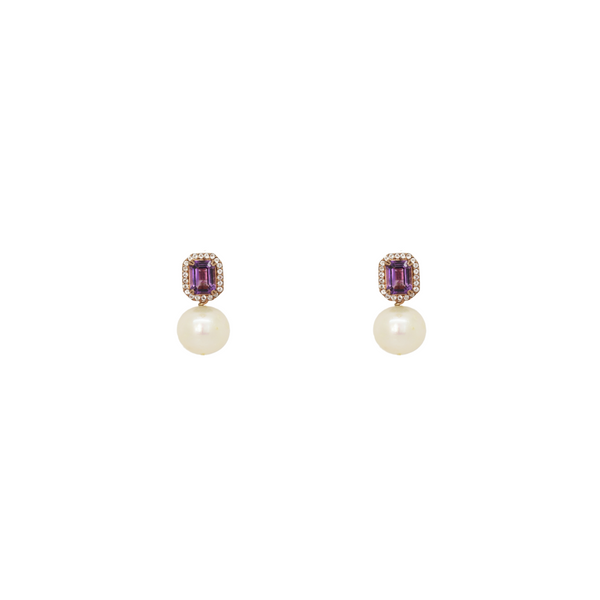 Purple Amethyst and Pearl Earrings