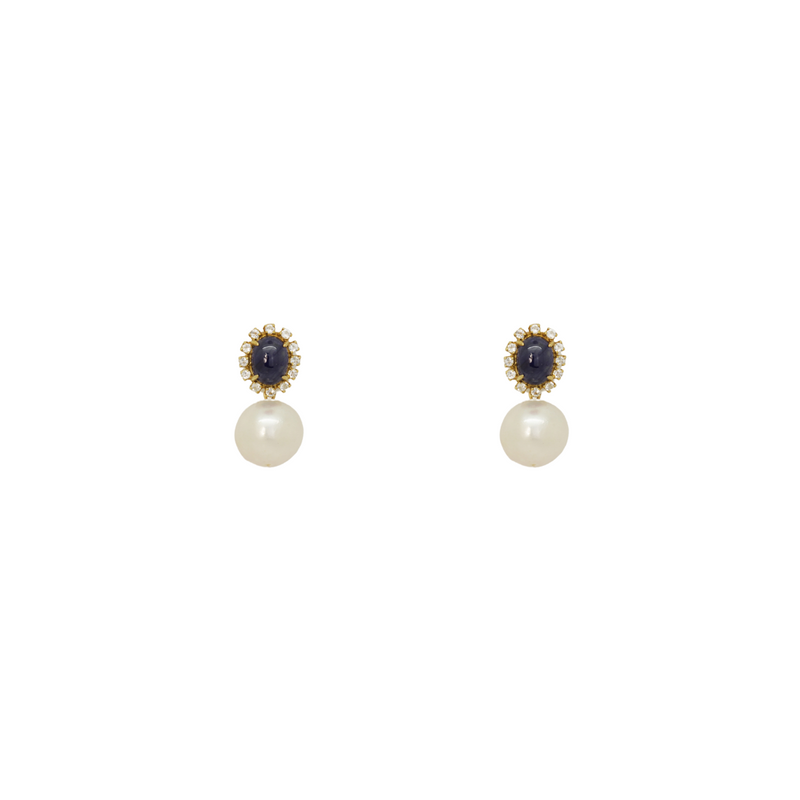 Sapphire and Pearl Earrings
