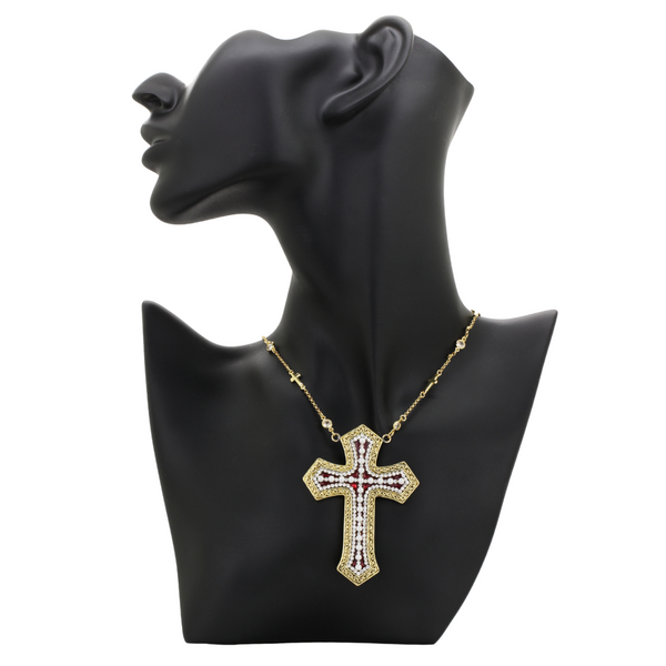 Pearl and Crystal Cross Necklace
