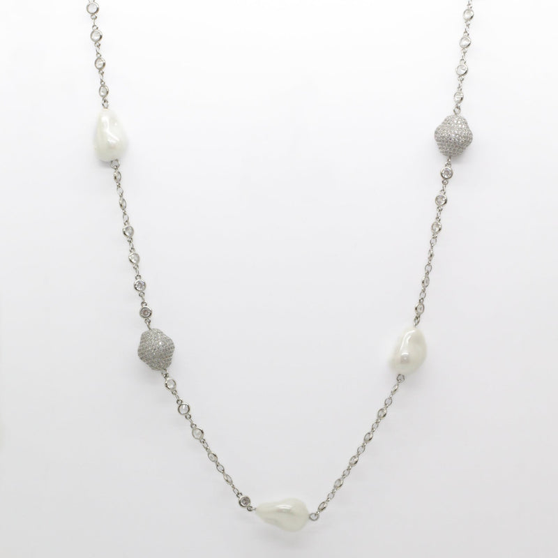 Single Strand Crystal and Pearl Necklace