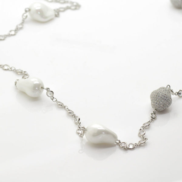 Single Strand Crystal and Pearl Necklace