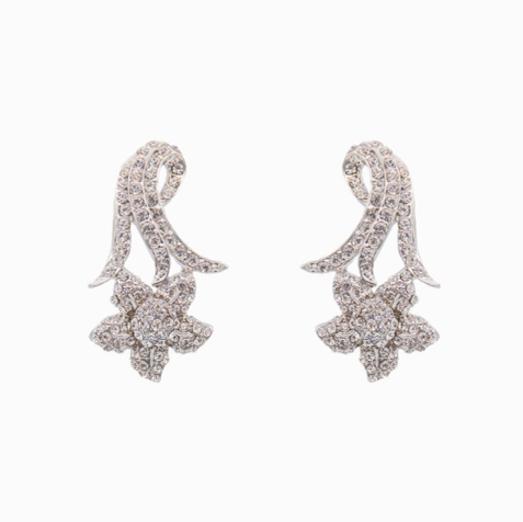 Crystal Floral Drop Earrings