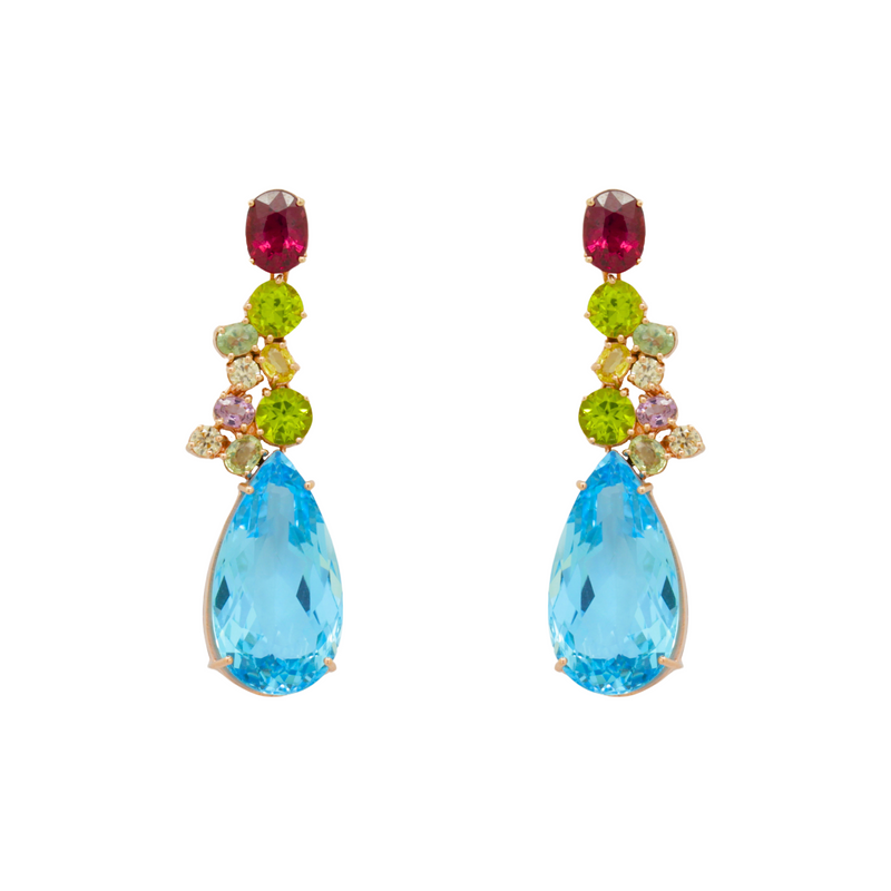 Topaz Rhodolite Garnet and Peridot Earrings